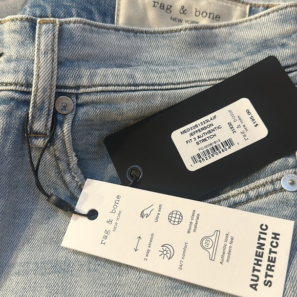 🆕 $195 RAG & BONE fit 3 authentic stretch Jefferson size 31 x 32 NWT - Picture 2 of 9